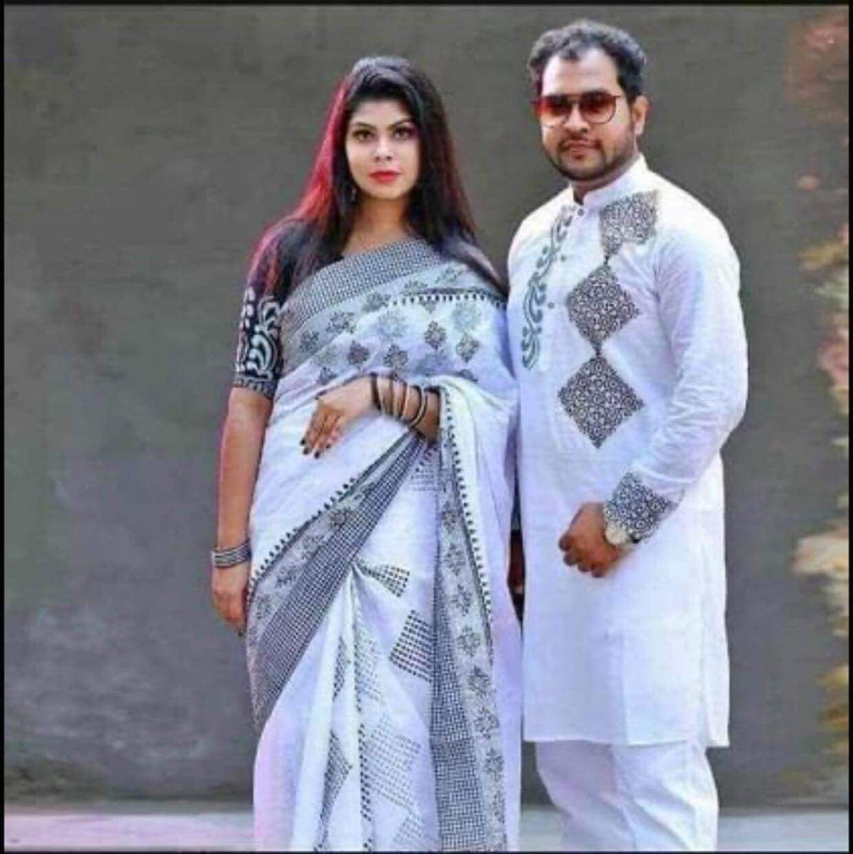 Dhupian Saree +  Punjabi  (Couple  set)